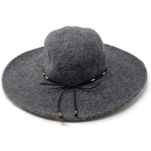 Gray Wool Wide Brim Hat | 70% Wool Fedora | Boho Minimal | My Basic